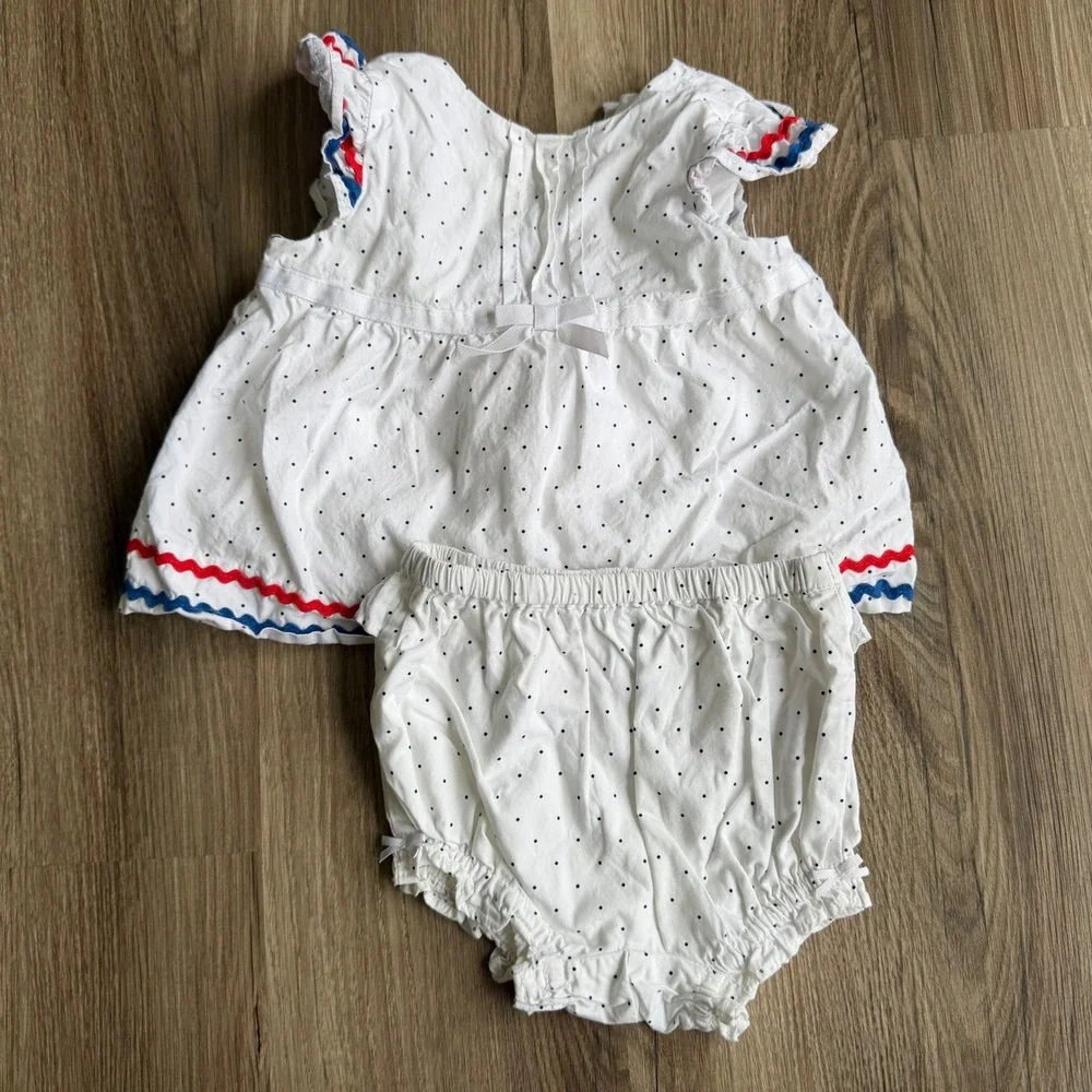 Janie and Jack Baby Girls Swiss Dot Tunic and Diaper Cover Set 6-12 Months White
